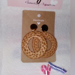 Free People Manu Bay Wicker Hoop Earrings NEW